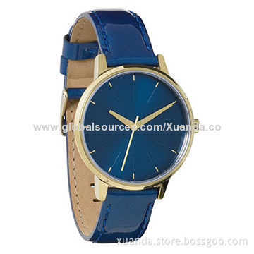 Cattle Coat of Paint Leather Strap ANTI Clockwise Watches with Miyota2037 Movement